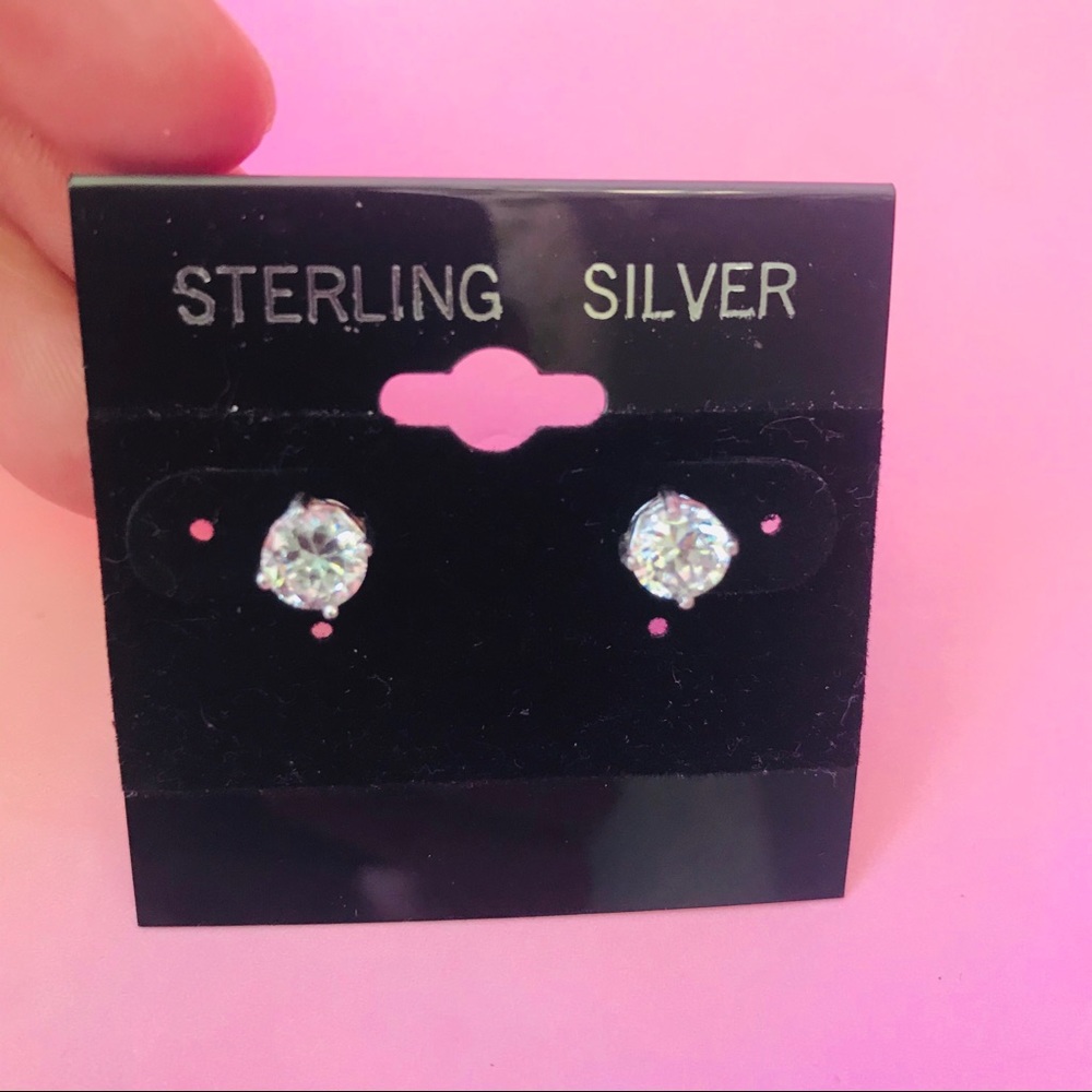 Vintage sterling silver earrings with crystals